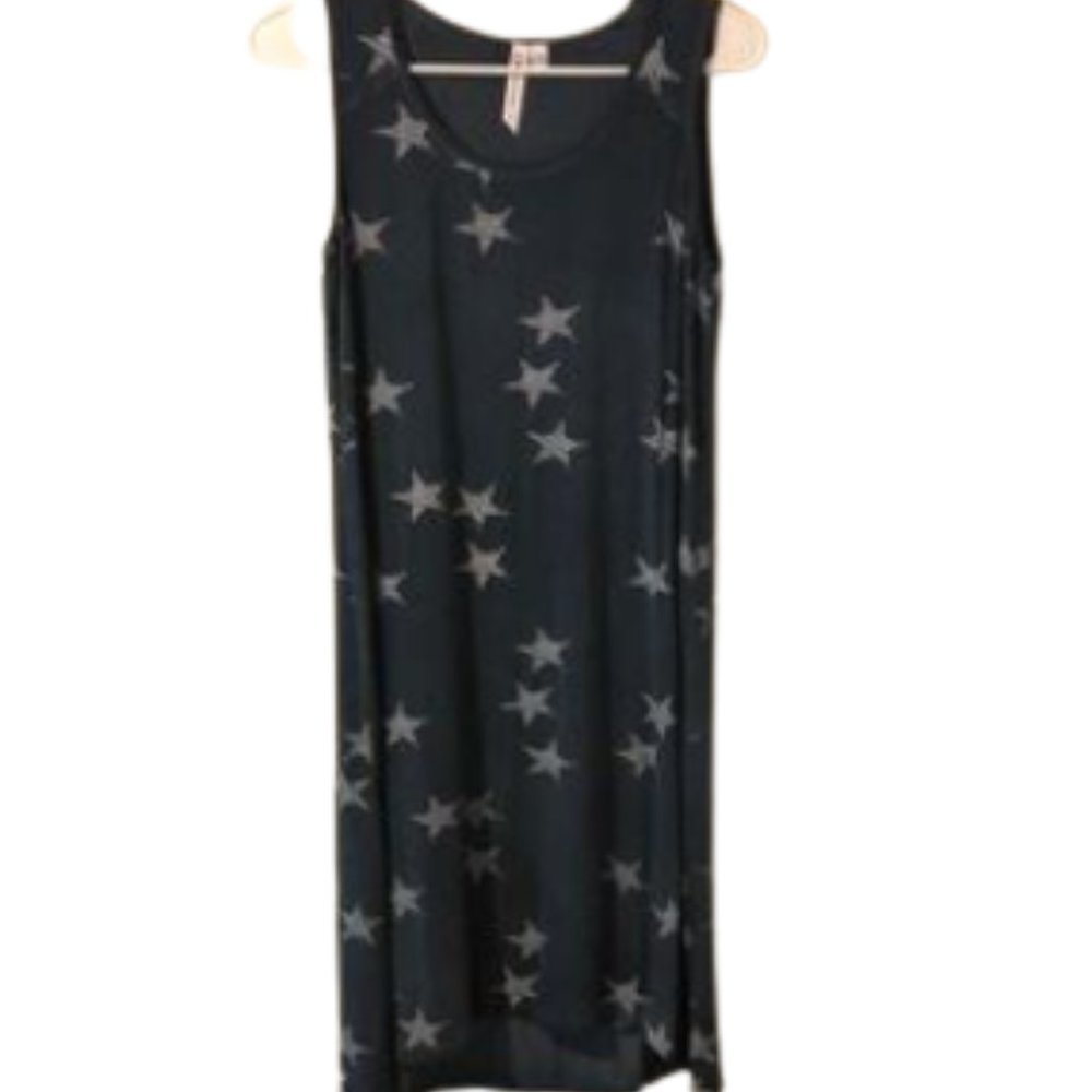 Cable and Gauge blue sleeveless dress with stars size small EUC